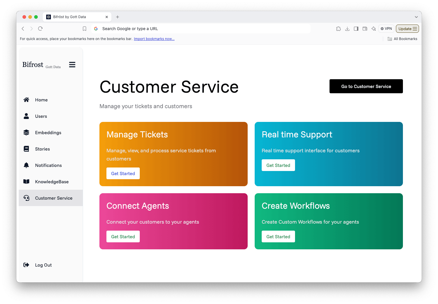 Customer dashboard screenshot 1